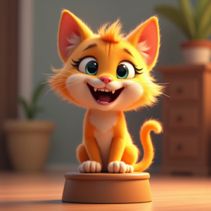 Cute Characters — Mischievous Cartoon Cat Character Mid-pounce With Character #0259 (Midjourney)