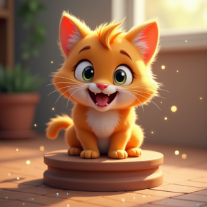 Cute Characters — Mischievous Cartoon Cat Character Mid-pounce With Character #0331 (Midjourney)