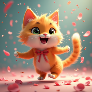 Cute Characters — Mischievous Cartoon Cat Character Mid-pounce With Character #0343 (Midjourney)