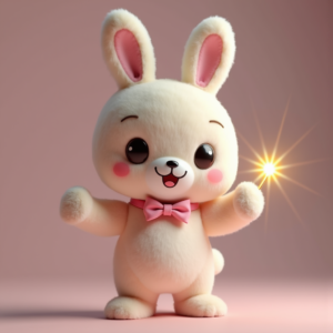 Cute Characters — Round-eyed Pastel Bunny Plush Character With Character #0009 (FLUX)