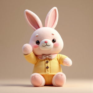 Cute Characters — Round-eyed Pastel Bunny Plush Character With Character #0015 (Ideogram)