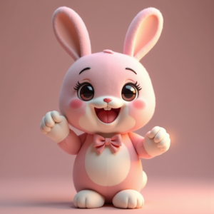 Cute Characters — Round-eyed Pastel Bunny Plush Character With Character #0045 (FLUX)