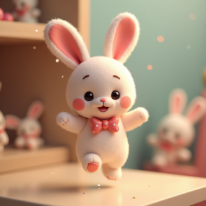 Cute Characters — Round-eyed Pastel Bunny Plush Character With Character #0075 (Ideogram)