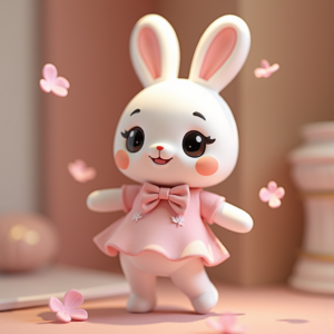 Cute Characters — Round-eyed Pastel Bunny Plush Character With Character #0105 (FLUX)