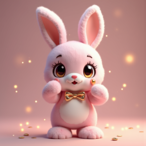 Cute Characters — Round-eyed Pastel Bunny Plush Character With Character #0117 (FLUX)