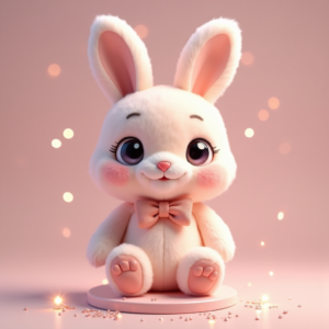 Cute Characters — Round-eyed Pastel Bunny Plush Character With Character #0129 (FLUX)