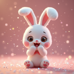 Cute Characters — Round-eyed Pastel Bunny Plush Character With Character #0135 (Ideogram)