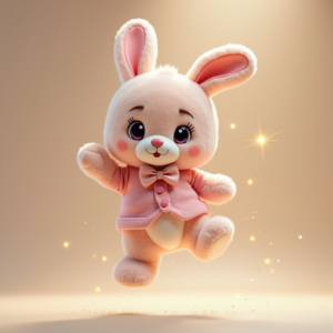 Cute Characters — Round-eyed Pastel Bunny Plush Character With Character #0147 (Ideogram)