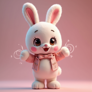 Cute Characters — Round-eyed Pastel Bunny Plush Character With Character #0153 (FLUX)