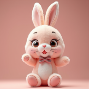 Cute Characters — Round-eyed Pastel Bunny Plush Character With Character #0159 (Ideogram)