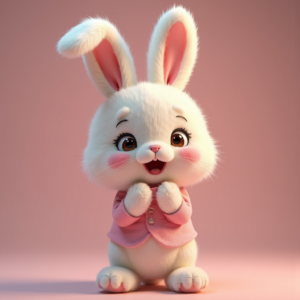 Cute Characters — Round-eyed Pastel Bunny Plush Character With Character #0171 (Ideogram)
