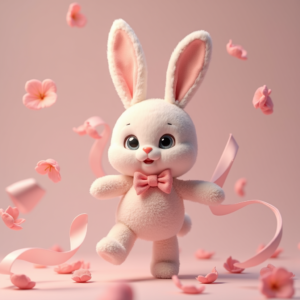 Cute Characters — Round-eyed Pastel Bunny Plush Character With Character #0177 (FLUX)