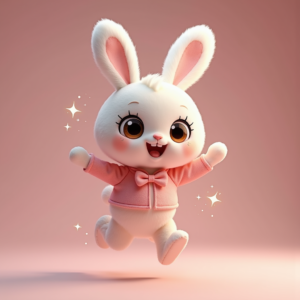 Cute Characters — Round-eyed Pastel Bunny Plush Character With Character #0219 (Ideogram)
