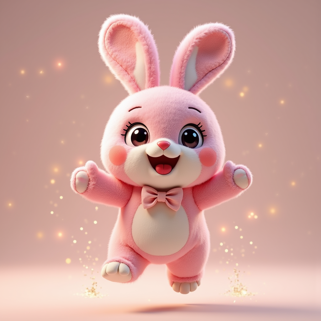 Cute Characters — Round-eyed Pastel Bunny Plush Character With Character #0239 (Gemini)