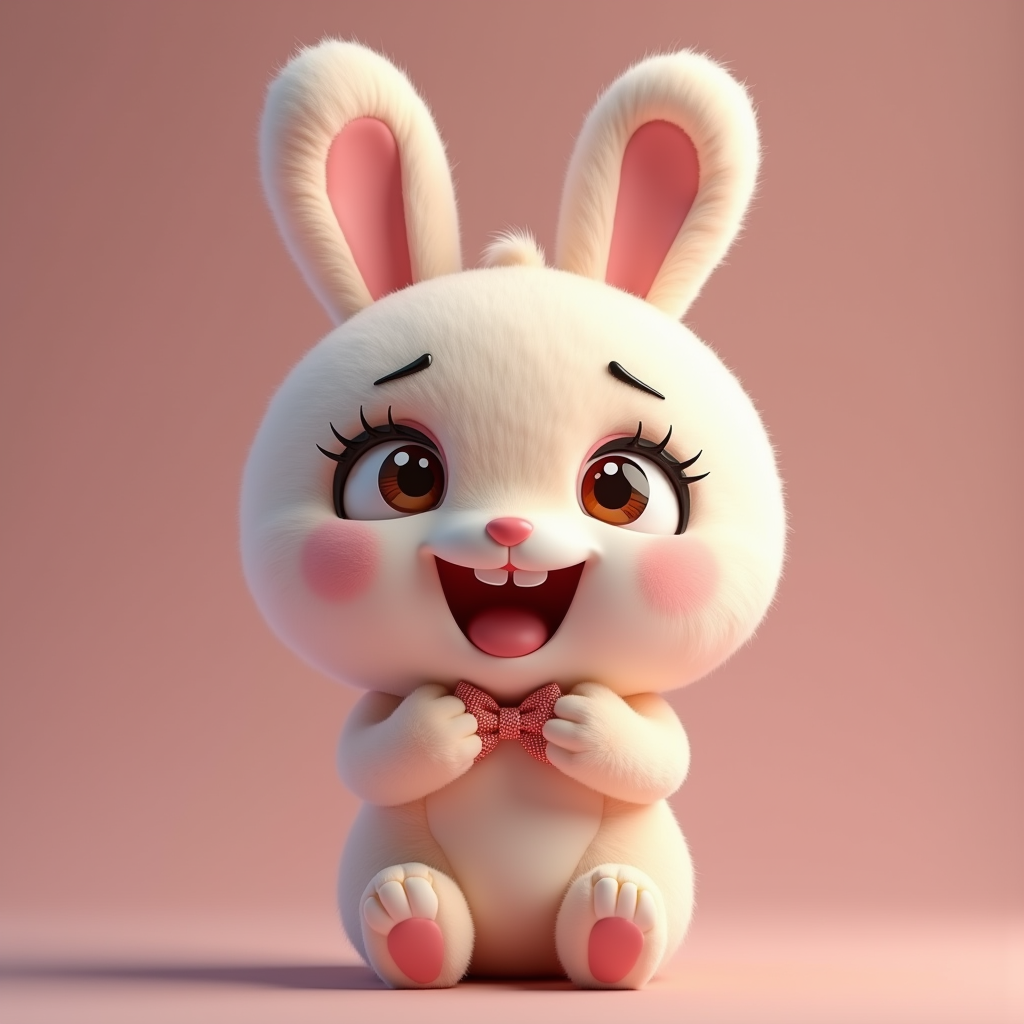 Cute Characters — Round-eyed Pastel Bunny Plush Character With Character #0263 (Gemini)
