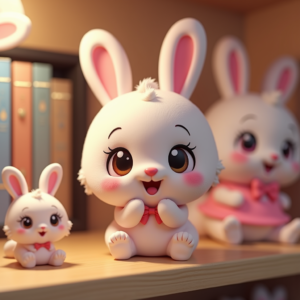 Cute Characters — Round-eyed Pastel Bunny Plush Character With Character #0299 (Gemini)