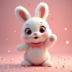 Cute Characters — Round-eyed Pastel Bunny Plush Character With Character #0323 (Gemini)