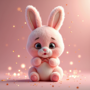 Cute Characters — Round-eyed Pastel Bunny Plush Character With Character #0335 (Gemini)