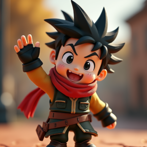 Cute Characters — Spiky-haired Anime Hero In A Battle-worn Character #0014 (Recraft)