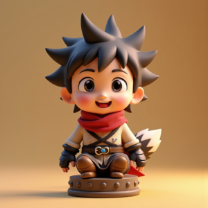 Cute Characters — Spiky-haired Anime Hero In A Battle-worn Character #0056 (Stable Diffusion)