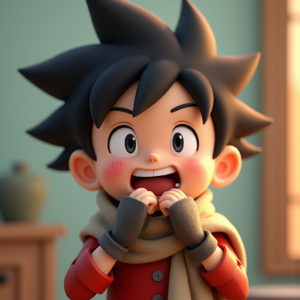 Cute Characters — Spiky-haired Anime Hero In A Battle-worn Character #0062 (Recraft)