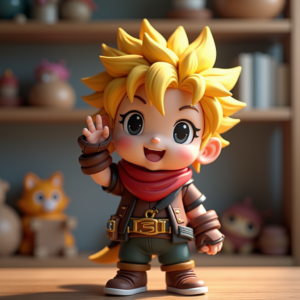 Cute Characters — Spiky-haired Anime Hero In A Battle-worn Character #0086 (Recraft)