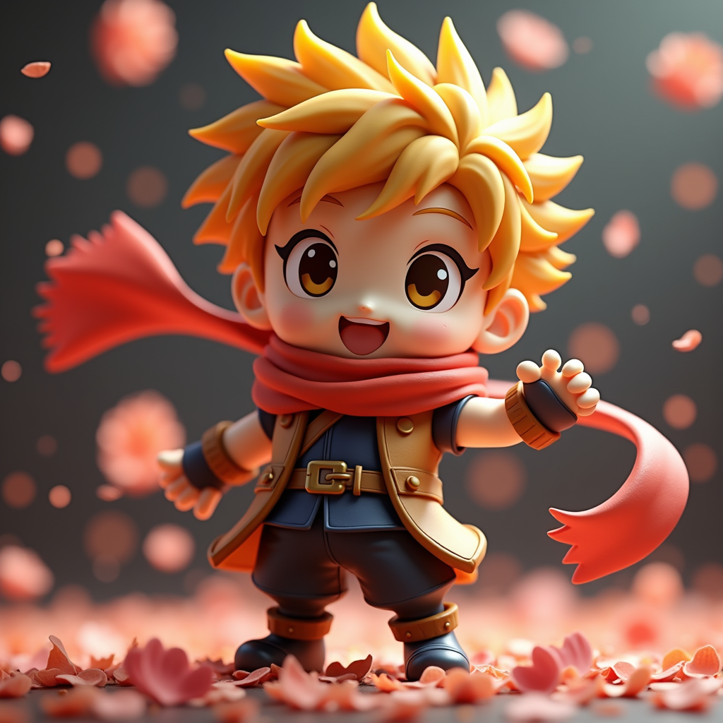Cute Characters — Spiky-haired Anime Hero In A Battle-worn Character #0104 (Stable Diffusion)