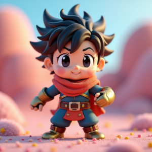 Cute Characters — Spiky-haired Anime Hero In A Battle-worn Character #0188 (Stable Diffusion)