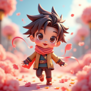 Cute Characters — Spiky-haired Anime Hero In A Battle-worn Character #0212 (Stable Diffusion)