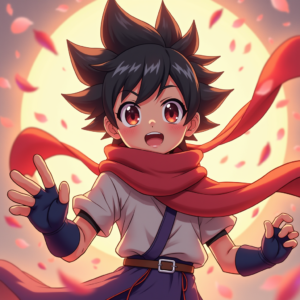 Cute Characters — Spiky-haired Anime Hero In A Battle-worn Character #0232 (Leonardo)