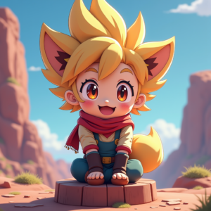 Cute Characters — Spiky-haired Anime Hero In A Battle-worn Character #0256 (Leonardo)