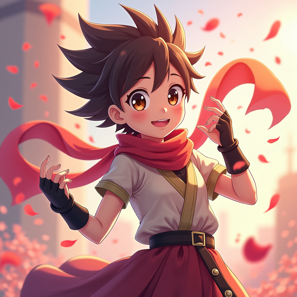 Cute Characters — Spiky-haired Anime Hero In A Battle-worn Character #0268 (Leonardo)