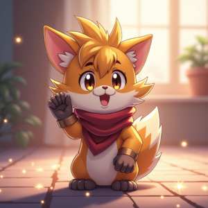 Cute Characters — Spiky-haired Anime Hero In A Battle-worn Character #0322 (Krea)