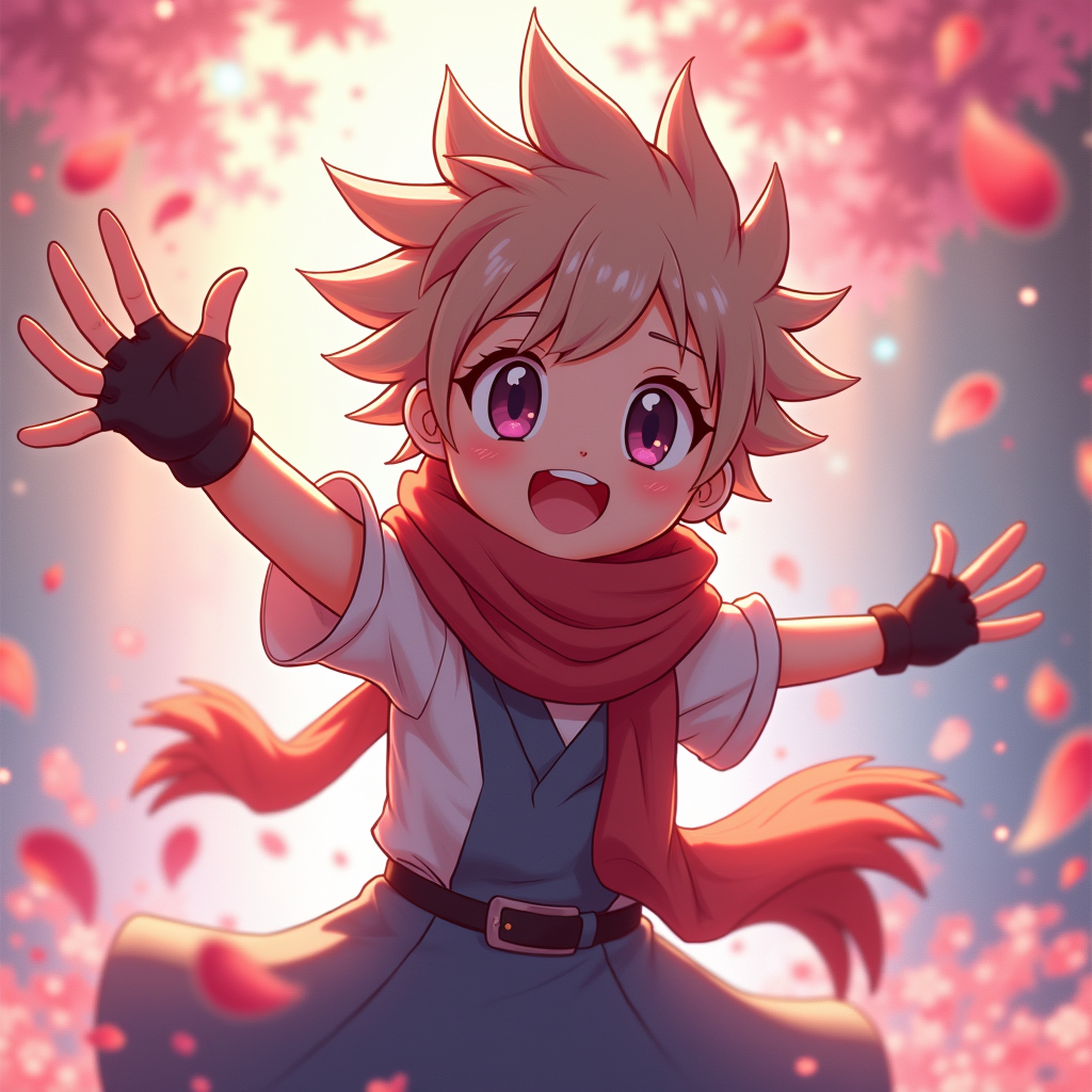 Cute Characters — Spiky-haired Anime Hero In A Battle-worn Character #0340 (Leonardo)