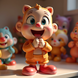 Cute Characters — Stylized 3D-render Mascot With Glossy Vinyl-toy Character #0100 (Leonardo)