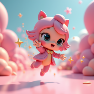 Cute Characters — Stylized 3D-render Mascot With Glossy Vinyl-toy Character #0184 (Leonardo)
