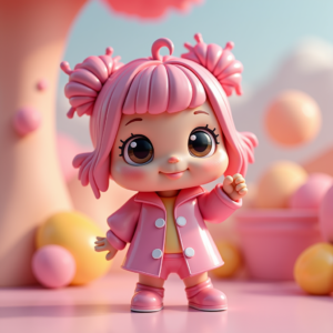 Cute Characters — Stylized 3D-render Mascot With Glossy Vinyl-toy Character #0190 (Krea)