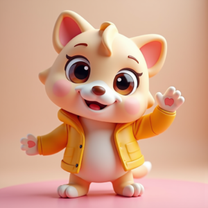 Cute Characters — Stylized 3D-render Mascot With Glossy Vinyl-toy Character #0196 (Leonardo)