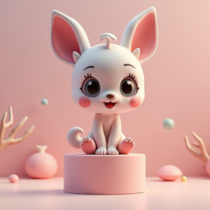 Cute Characters — Stylized 3D-render Mascot With Glossy Vinyl-toy Character #0202 (Krea)