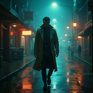 Cyberpunk — Detective In A Rain-damp Trench Coat Cinematic #0017 (ChatGPT)
