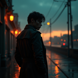 Cyberpunk — Detective In A Rain-damp Trench Coat Cinematic #0041 (ChatGPT)