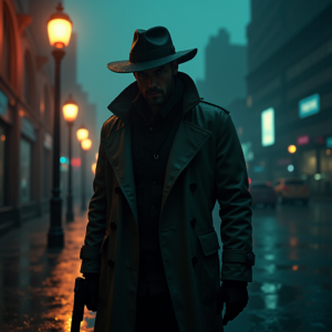 Cyberpunk — Detective In A Rain-damp Trench Coat Cinematic #0047 (Dreamina)