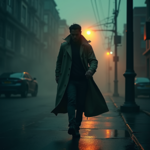 Cyberpunk — Detective In A Rain-damp Trench Coat Cinematic #0053 (ChatGPT)