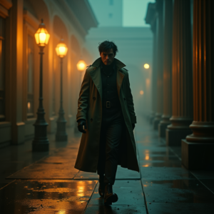 Cyberpunk — Detective In A Rain-damp Trench Coat Cinematic #0089 (ChatGPT)
