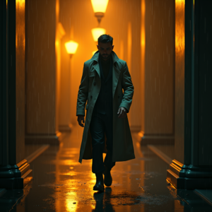 Cyberpunk — Detective In A Rain-damp Trench Coat Cinematic #0095 (Dreamina)