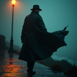 Cyberpunk — Detective In A Rain-damp Trench Coat Cinematic #0143 (Dreamina)