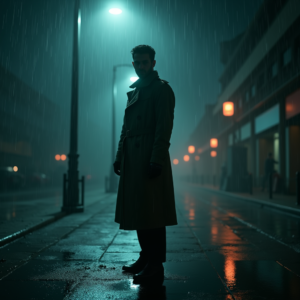 Cyberpunk — Detective In A Rain-damp Trench Coat Cinematic #0167 (Dreamina)