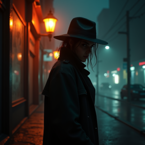 Cyberpunk — Detective In A Rain-damp Trench Coat Cinematic #0185 (ChatGPT)