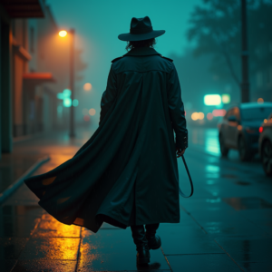 Cyberpunk — Detective In A Rain-damp Trench Coat Cinematic #0215 (Dreamina)