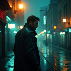 Cyberpunk — Detective In A Rain-damp Trench Coat Cinematic #0221 (ChatGPT)